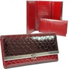 VANI CROCODILE CROC  CHECK BOOK CLUTCH WALLET PURSE RED