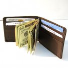 LEATHER MONEY CLIP Credit card Wallet ID HOLDER BROWN