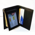 LEATHER MONEY CLIP Bifold CARD ID 2 IN 1 Wallet BLACK