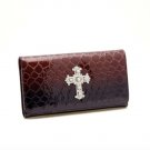 Black Croc Western Style Cross Checkbook Wallet Purse