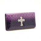 Purple Croc Western Style Cross Checkbook Wallet Purse