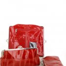 Red Croc Print Kissllock Designer Fold Clutch Wallet