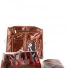 D. Red Croc Print Kissllock Designer Fold Clutch Wallet