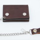 BROWN GENUINE LEATHER Biker's Wallet Holder w/ Chain
