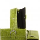 Green Croc Inspired Designer Checkbook Wallet  Purse