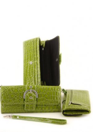 Green Croc Inspired Designer Checkbook Wallet  Purse