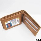 TAN LEATHER FLIP TOP ID HOLDER MENS BIFOLD WALLET 544