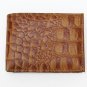 TAN LEATHER FLIP TOP ID CROC PRINT MENS BIFOLD WALLET