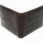 BLACK LEATHER ALLIGATOR CROC PRINT MENS BIFOLD WALLET