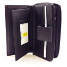 Black Leather Checkbook Cover Organizer ID Credit Card Wallet 545
