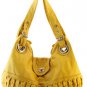 Yellow Designer Washed Inspired Large Celebrity Faux Leather Handbag Purse