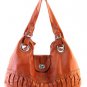 Orange Designer Washed Inspired Large Celebrity Faux Leather Handbag Purse