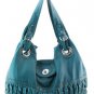 Lt Blue Designer Washed Inspired Large Celebrity Faux Leather Handbag Purse