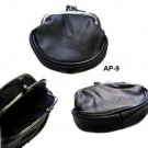BLACK Leather Two Frame Coin Purse Holder S