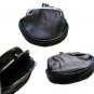 BLACK Leather Two Frame Coin Purse Holder S