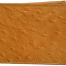 TAN LEATHER OSTRICH ANIMAL PRINT BIFOLD WALLET NEW