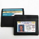 "TWO" PIECES COWHIDE BLACK 100% LEATHER THIN Credit Card ID Wallet Holder 224