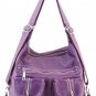 Purple Designer Washed Inspired Pockets Celebs Faux Leather Handbag Purse
