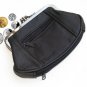 Black Leather Dual Compartments Frame coin purse holder Large