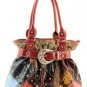 Red Trim Designer Buckle Croc Inspired Patchwork tote Western Handbag Purse