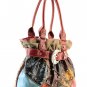 Black Trim Designer Buckle Croc Inspired Patchwork tote Western Handbag Purse