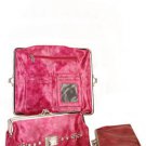 Pink Rhinestone Kiss lock Designer Fold Clutch Evening Wallet New