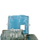 Blue   New Croc Print KissLock  Designer Fold Clutch Wallet