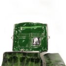 Green New Croc Print KissLock  Designer Fold Clutch Wallet