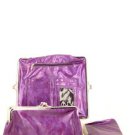 Purple   Croc Print KissLock  Designer Fold Clutch Wallet