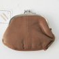 Tan Leather Dual Compartments Frame coin purse holder 92813