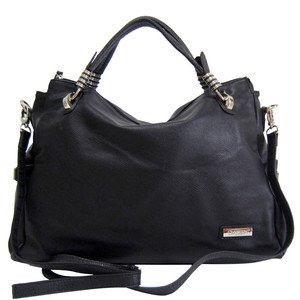 Black designer inspired Large Croco Trim Carry Tote Belt Decor Handbag Purse