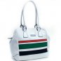 White designer inspired Multicolor Striped Celebrity Tall Shoulder Bag Purse