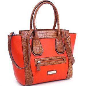 Red designer inspired Large Tote  Croco Trim Detachable Strap Handbag Purse