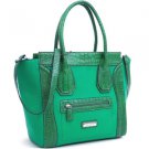 Green designer inspired Large Tote  Croco Trim Detachable Strap Handbag Purse