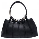 Black Designer Inspired Shoulder Bag w/ Looped In Ring Straps Handbag Purse