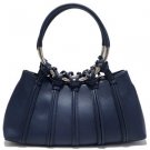 Navy Blue Designer Inspired Shoulder Bag w/ Looped In Ring Straps Handbag Purse