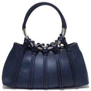 Navy Blue Designer Inspired Shoulder Bag w/ Looped In Ring Straps Handbag Purse