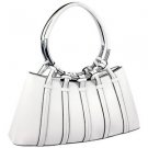 White Designer Inspired Shoulder Bag w/ Looped In Ring Straps Handbag Purse