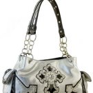 Silver Designer Cross Studs  Inspired tote Western Handbag Purse New