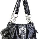Black. Buckle Designer Inspired Rhinestone Belt Handbag Bag NR