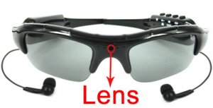 Easy 2 Button Control 2GB Sun Glasses Spy Camera with MP3 Player Function