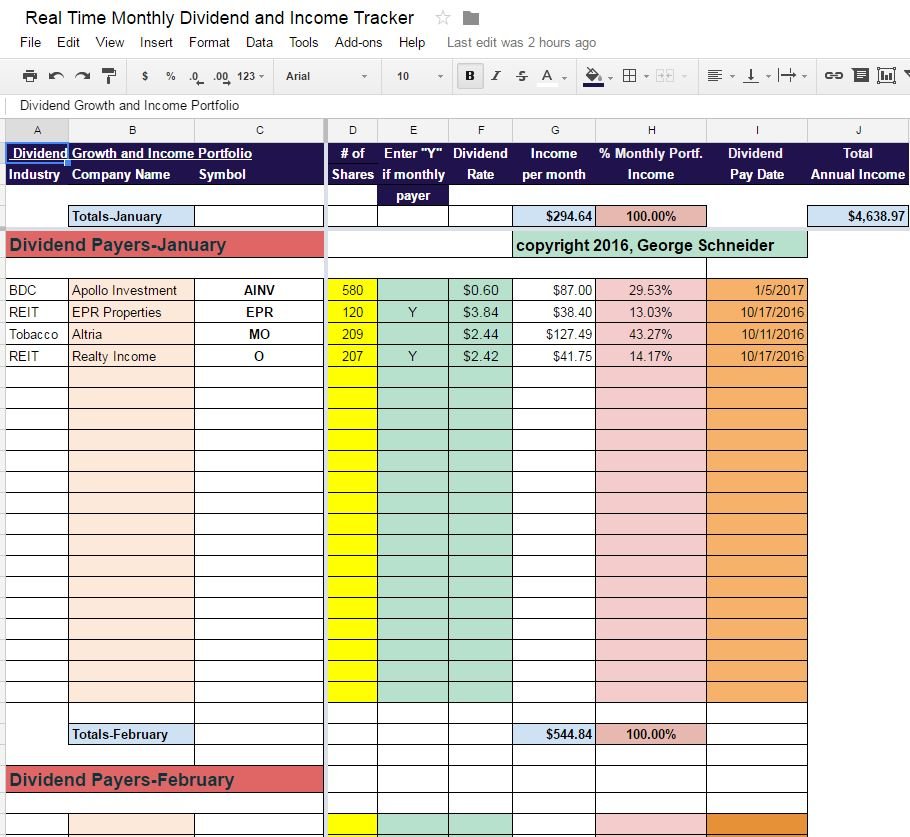 Real Time Monthly Dividend And Income Tracker