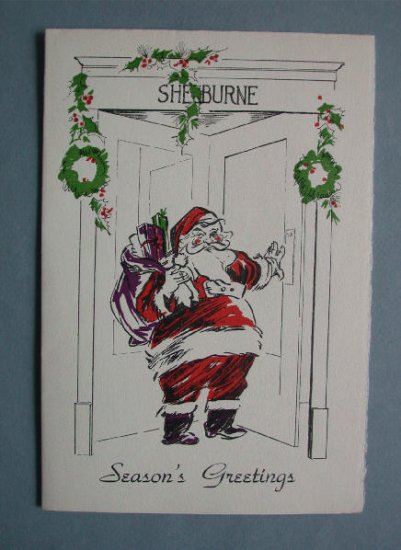 Vintage Shelburne Hotel Atlantic City Santa Christmas Card