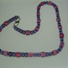 Tanzinite and Rose Aurora Borealis Cube Swarovski Crystal Necklace