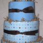 4Tier Baby Shower Gift Modern Blue Brown Diaper Cake Boy