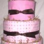 4Tier Baby Shower Gift  Modern Pink Brown Diaper Cake Girl