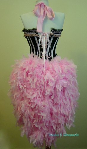 M-Pink & Black Victorian Lace Moulin Burlesque Showgirl Costume