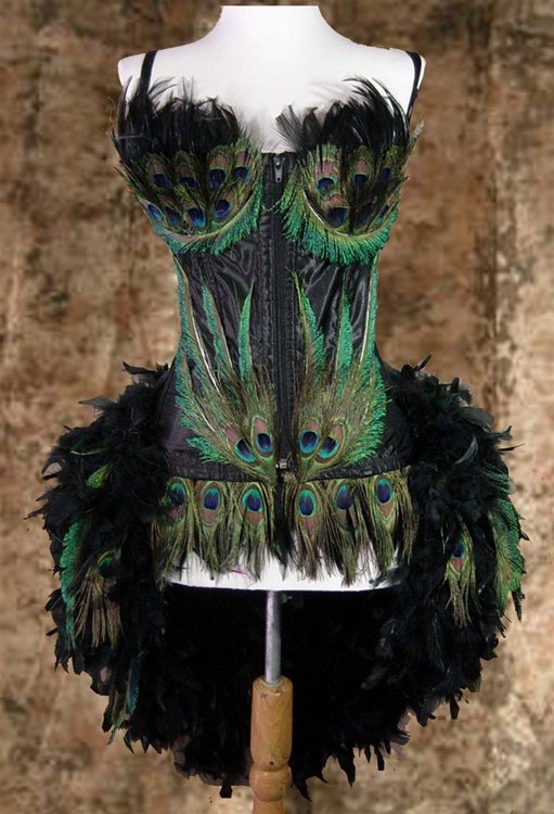 SCustom Made Deluxe Peacock Eye Feather Burlesque Mardi Gras Costume