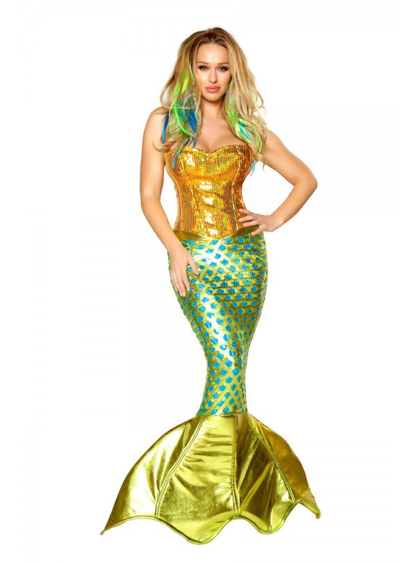 SMALL-Sexy Roma Gold & Green Corset Mermaid Costume-Siren of the Sea