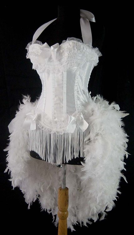 Xl~white Victorian Lace Moulin Burlesque Showgirl Costume